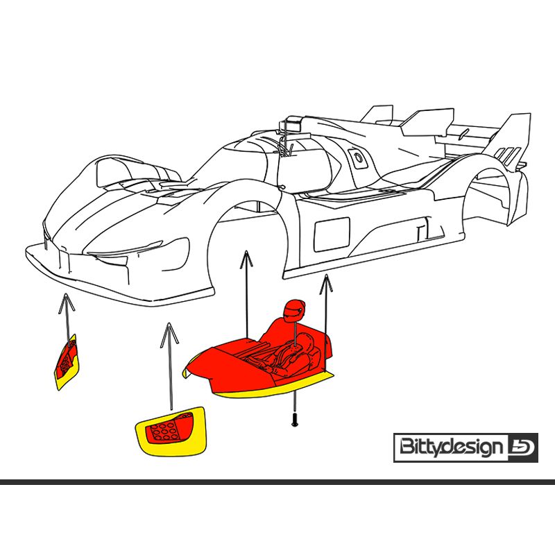BITTYDESIGN Aesthetic kit for 499T LMH body, include driver+helmet/light buckets/rear diffuser