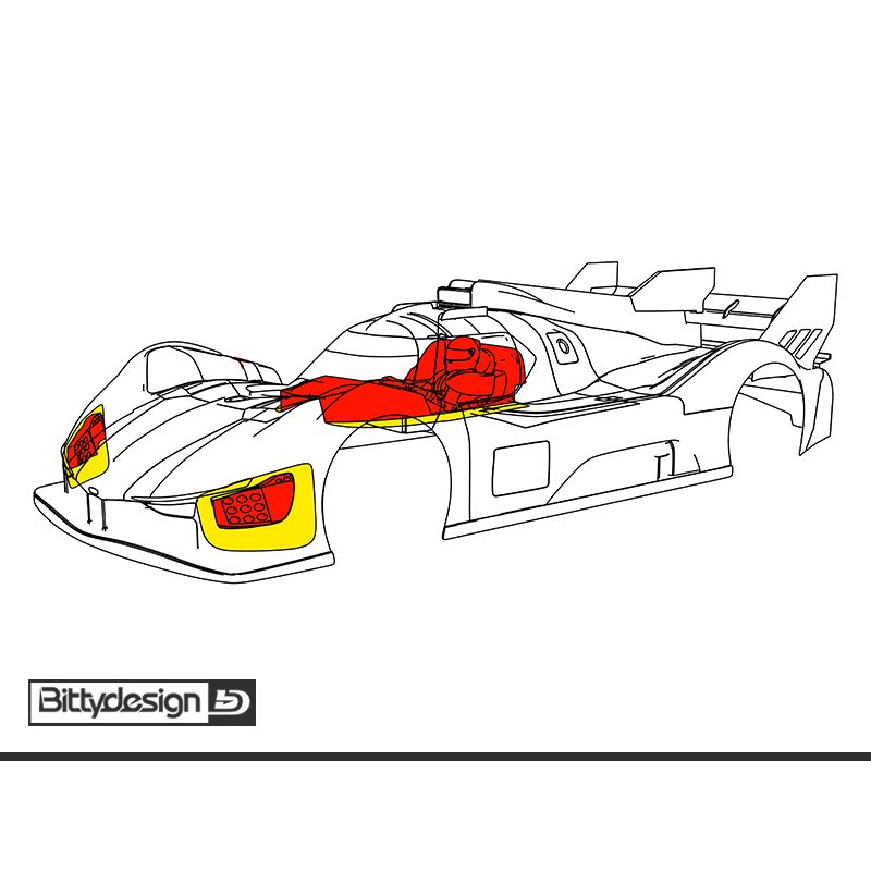 BITTYDESIGN Aesthetic kit for 499T LMH body, include driver+helmet/light buckets/rear diffuser