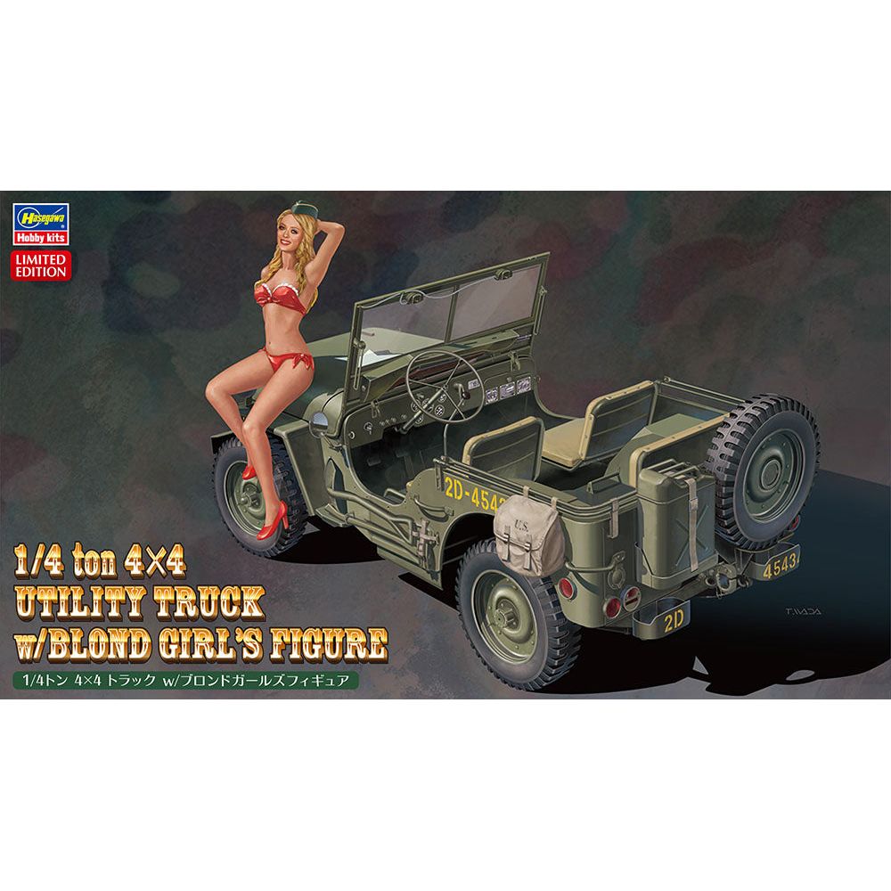 HASEGAWA 1/24 1/4Ton 4x4 Utility Truck w/Blond Girl's Figure