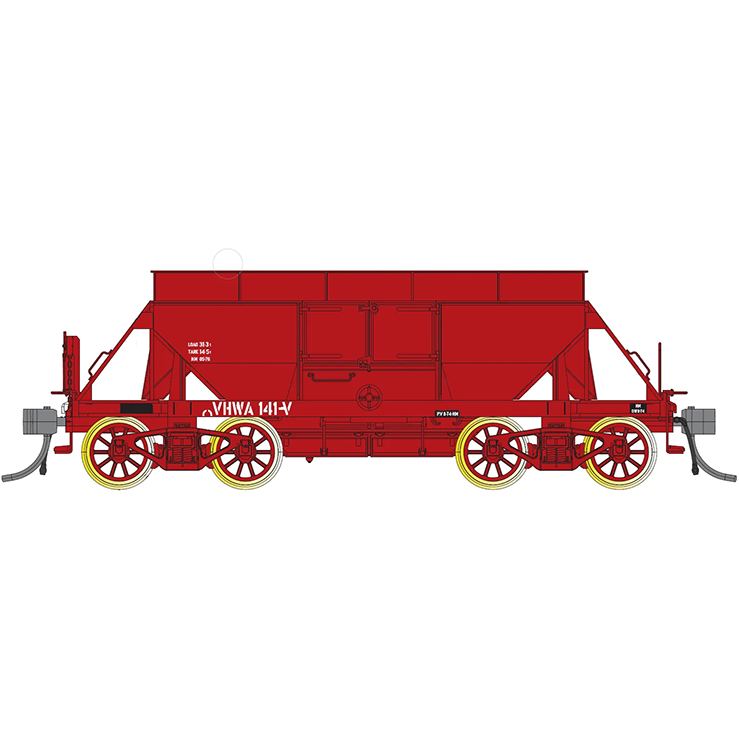 IDR HO VR NN/VHWA Ballast Wagon 4-Pack 7 (VHWA-141, VHWA-68, VHWA-112 30t Cast, VHWA-109 40t RB Bogies)