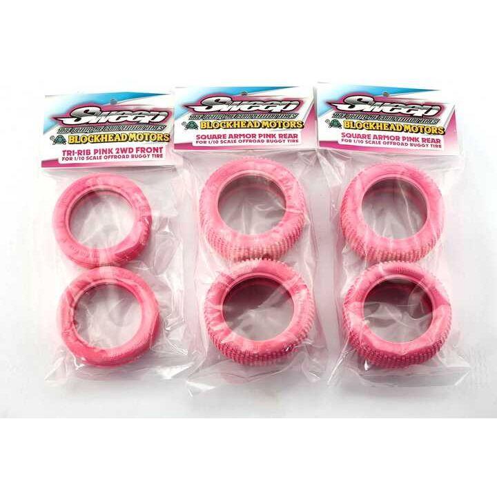 Sweep Blockhead Motors x Sweep Pink 1/10 2.2" Tri Rib & Square Armour