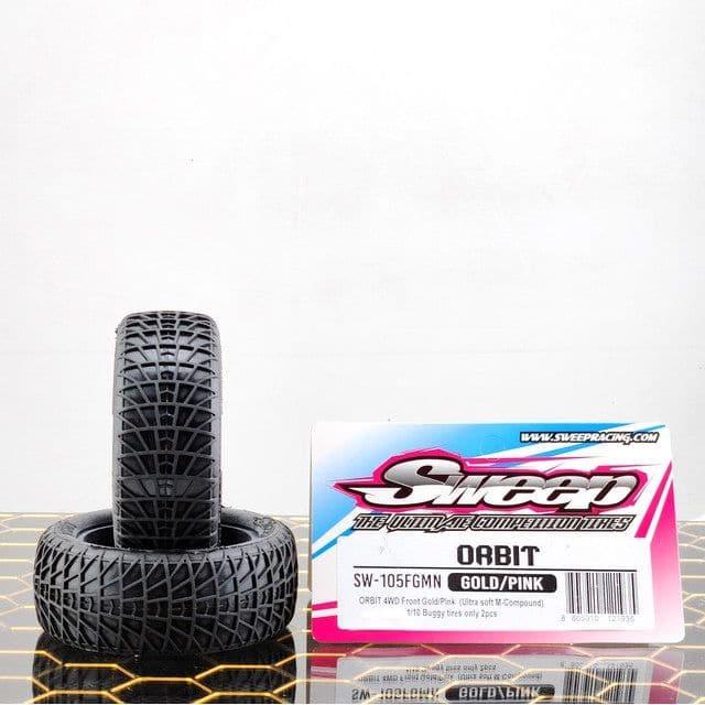 SWEEP Orbit Front Gold/Magenta 1/10 Off-Road Buggy Tyres Only 2Pcs