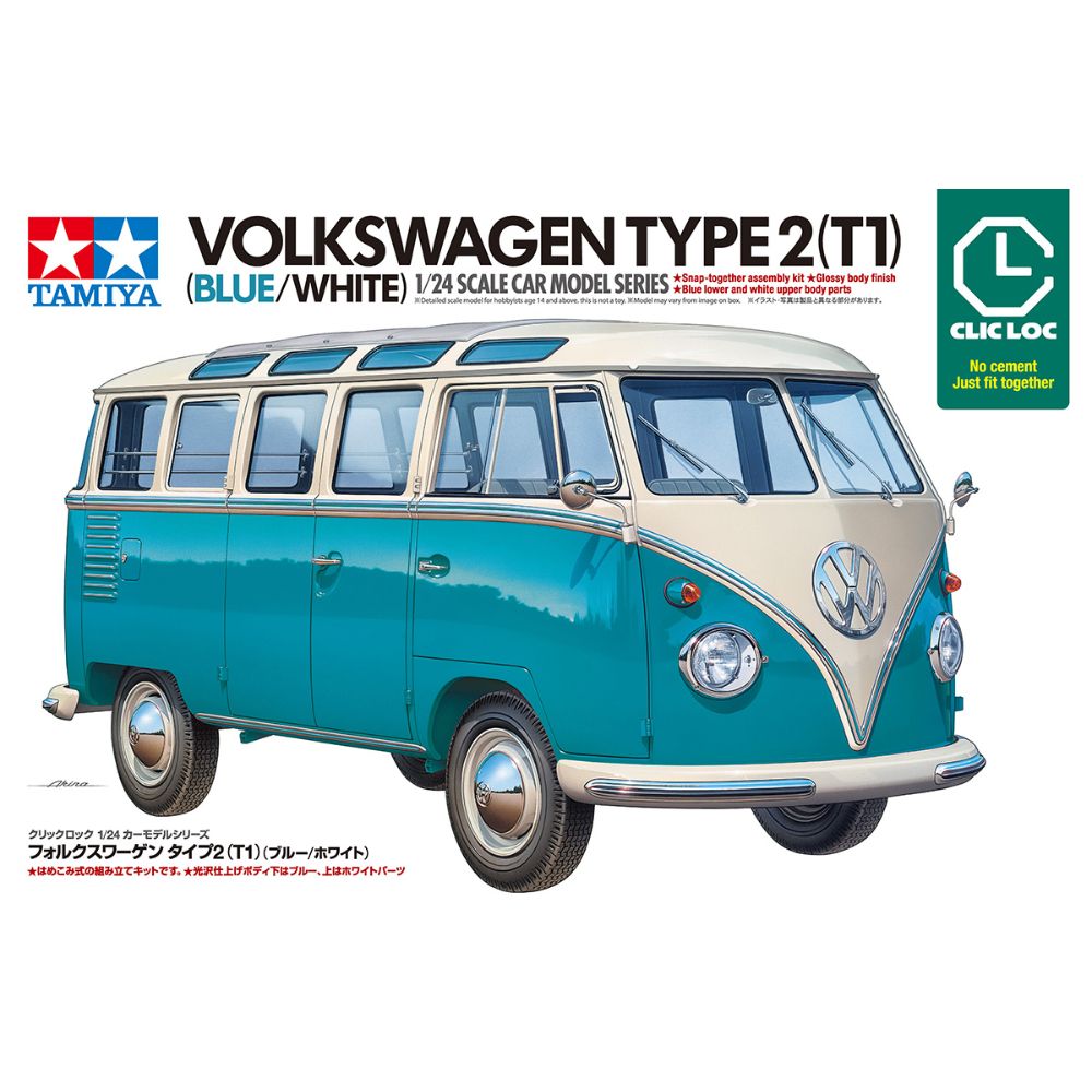 TAMIYA 1/24 Clic Loc Volkswagen Type 2 (T1) - Blue/White