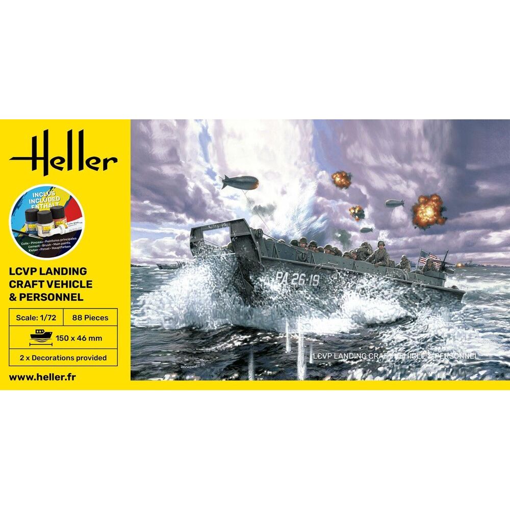 HELLER 1/72 STARTER KIT LCVP Landing Craft Vehicle & Personnel
Includes: cement, brush and main paints
