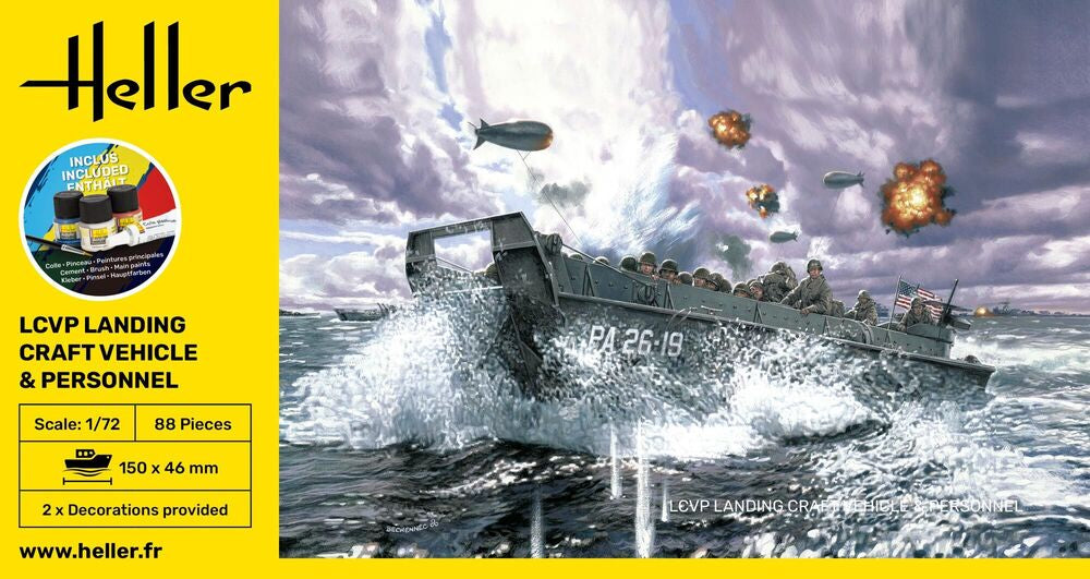 HELLER 1/72 STARTER KIT LCVP Landing Craft Vehicle & Personnel
Includes: cement, brush and main paints