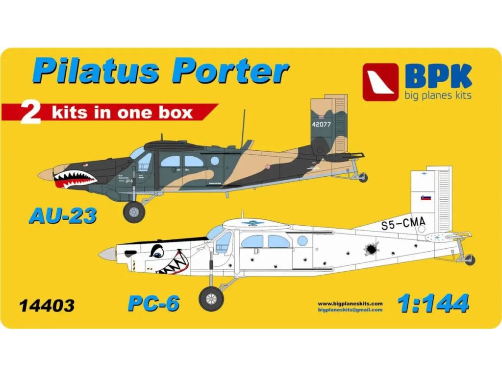 ASK AU-23 and PC-6 (2 kits in one box) First version of decals (1/144)