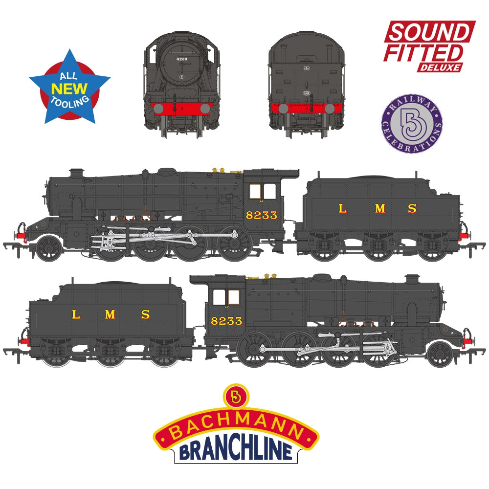 LMS 8F with Riveted Tender 8233 LMS Black Sound Fitted Deluxe