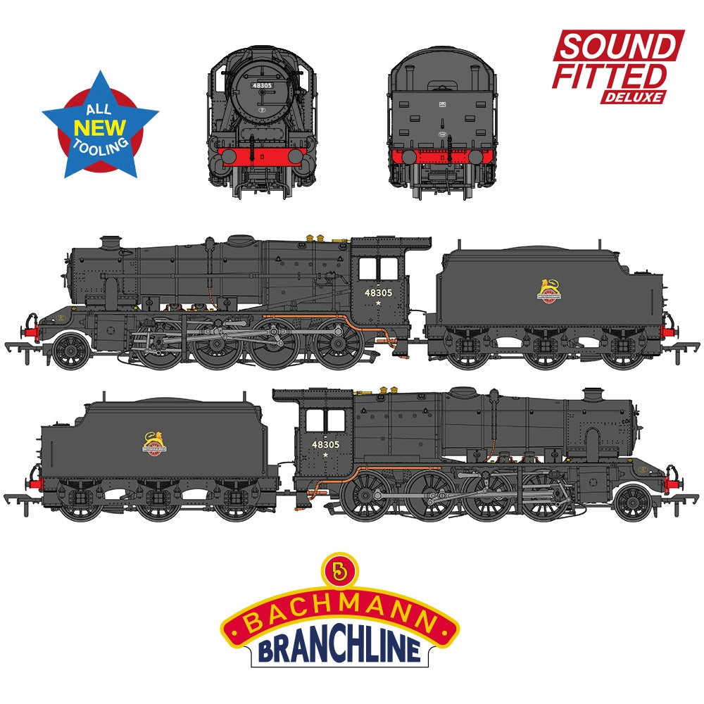 LMS 8F with Welded Tender 48305 BR Black (Early Emblem) Sound Fitted Deluxe