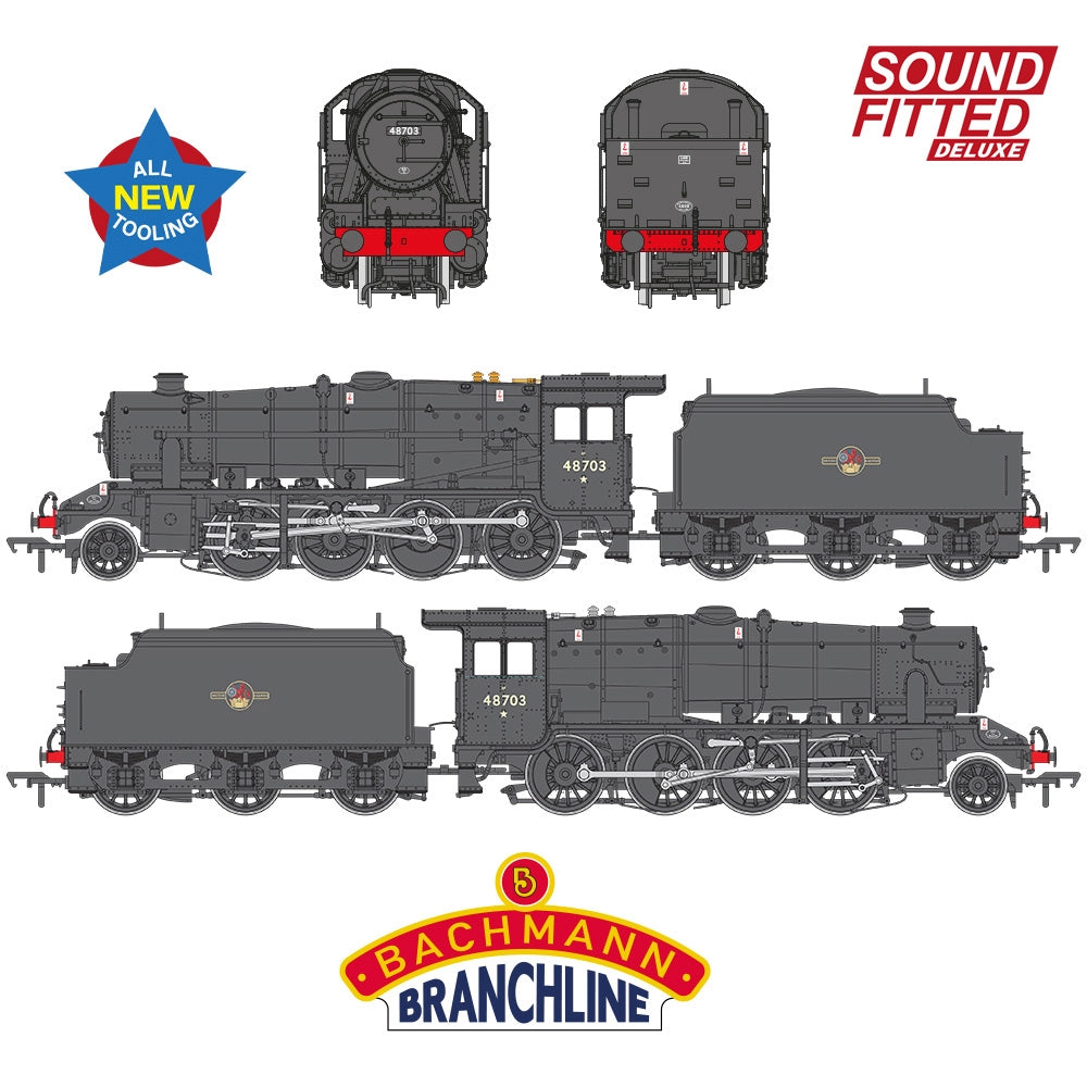 LMS 8F with Welded Tender 48703 BR Black (Late Crest) Sound Fitted Deluxe