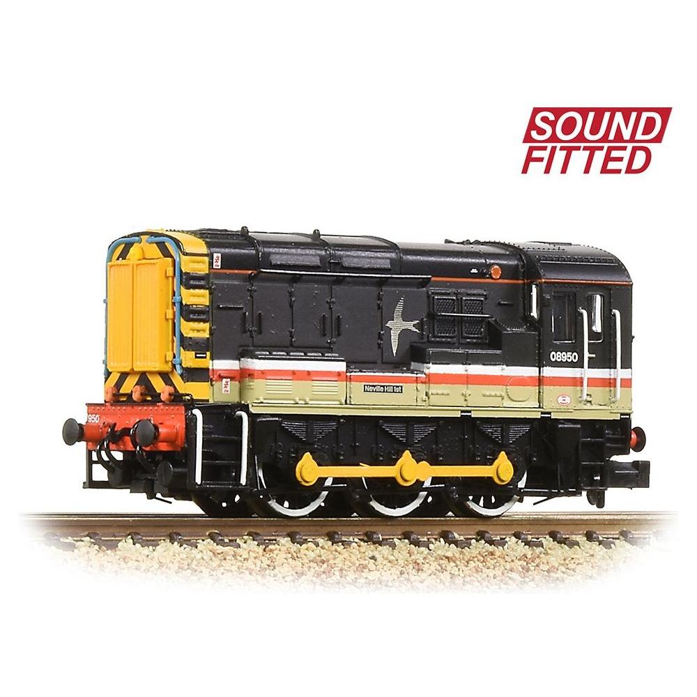 GRAHAM FARISH N Class 08 08950  'Neville Hill 1st' BR InterCity (Swallow) DCC Sound Fitted