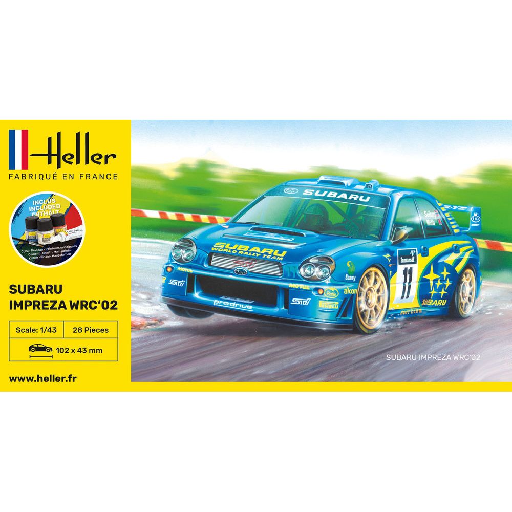 HELLER 1/43 STARTER KIT Subaru Impreza WRC'02
Includes: cement, brush and main paints