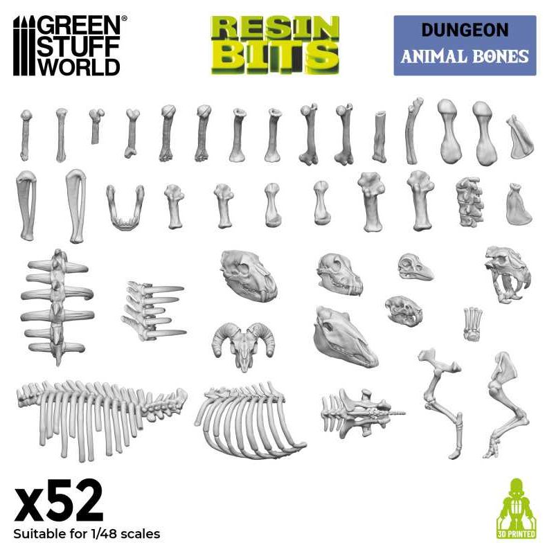 GREEN STUFF WORLD 3D printed set - Animal Bones 1:48