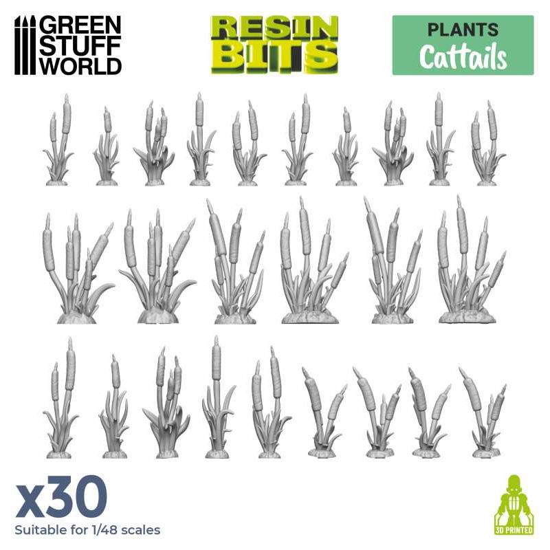GREEN STUFF WORLD 3D printed set - CATTAILS Plants