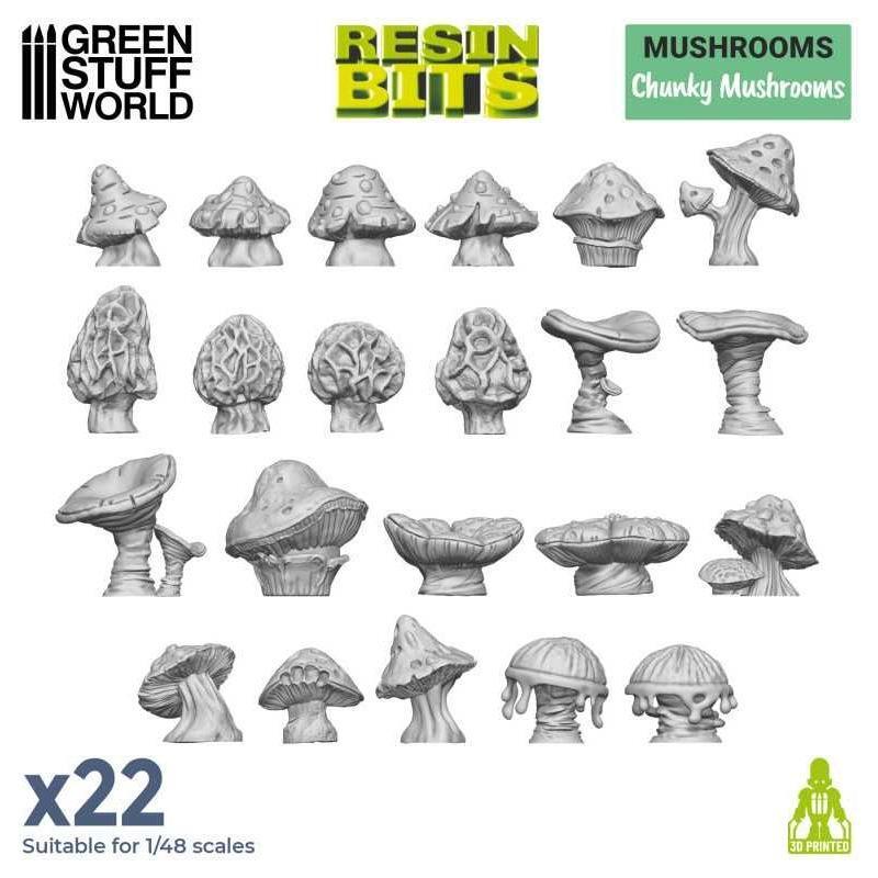 GREEN STUFF WORLD 3D printed set - Chunky Mushrooms