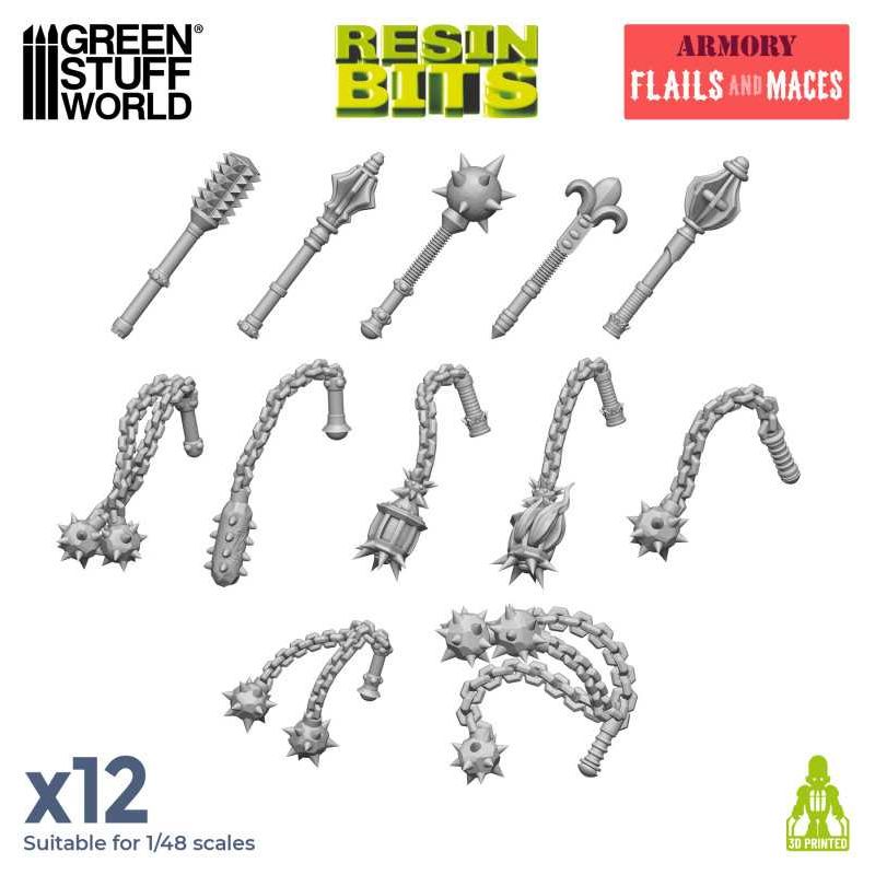 GREEN STUFF WORLD 3D printed set - Flails and Maces