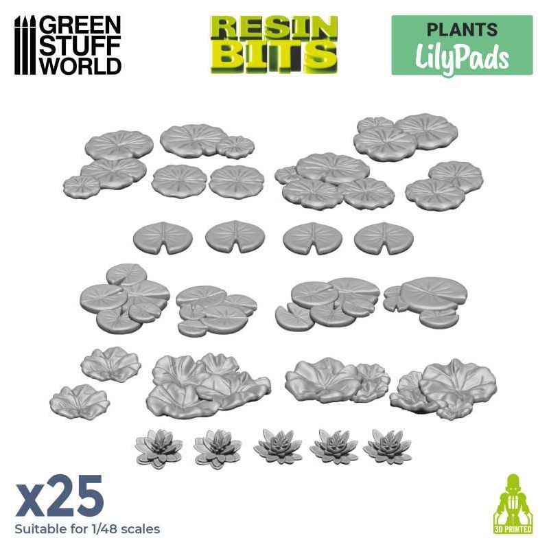 GREEN STUFF WORLD 3D printed set - LILY PADS plants