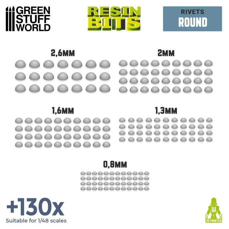GREEN STUFF WORLD 3D Printed Set - Micro Rivets - Round