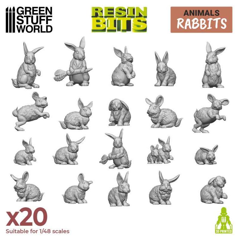 GREEN STUFF WORLD 3D printed set - Rabbits