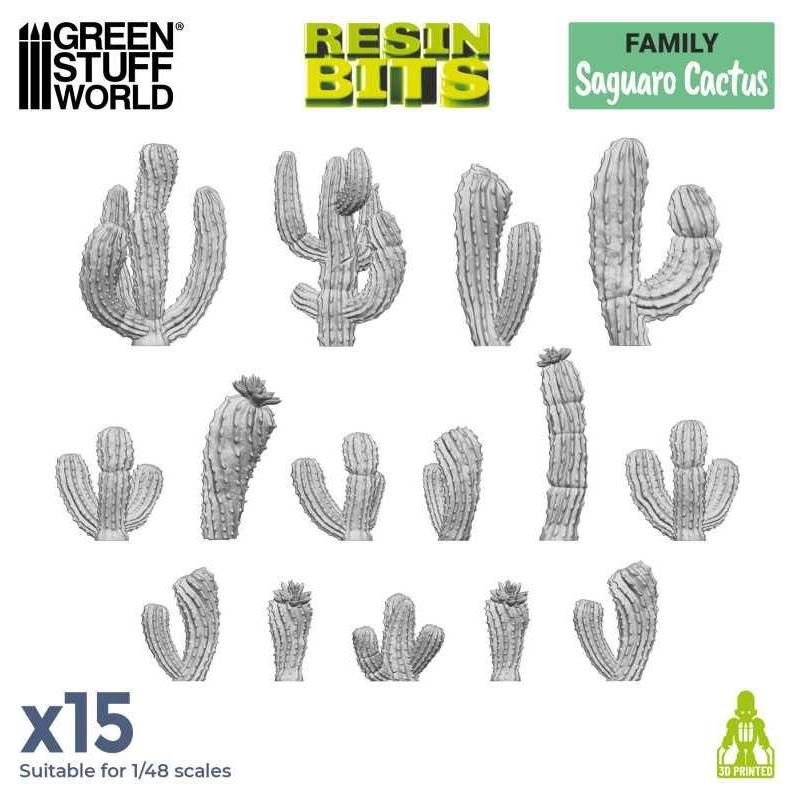 GREEN STUFF WORLD 3D printed set - Saguaro Cactus