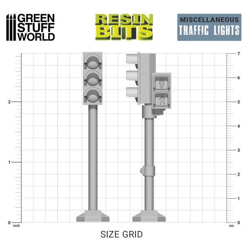 GREEN STUFF WORLD 3D printed set - Traffic Lights 70mm