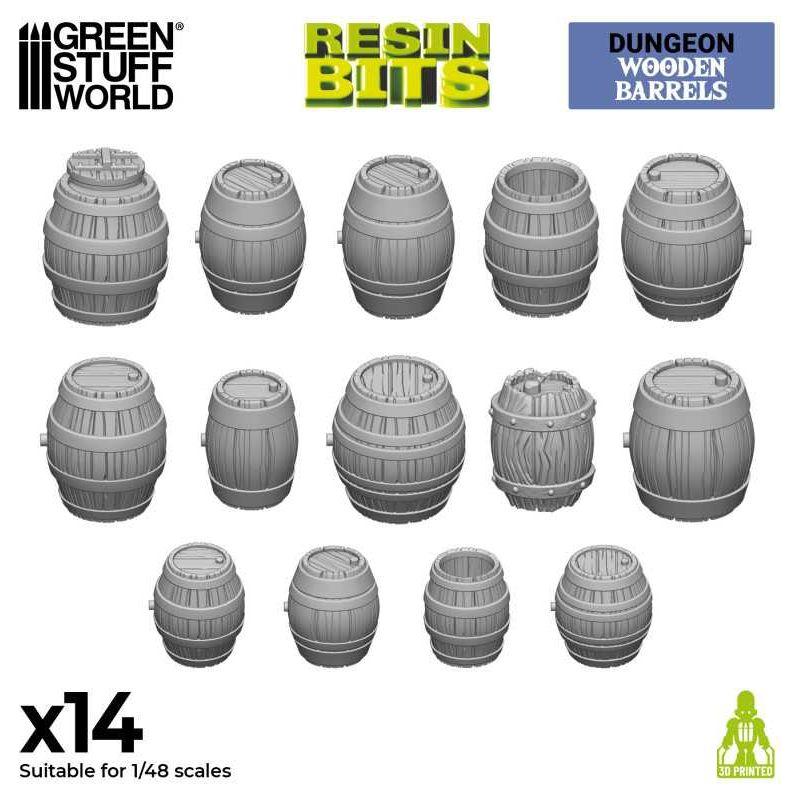 GREEN STUFF WORLD 3D Printed Set - Wooden Barrels