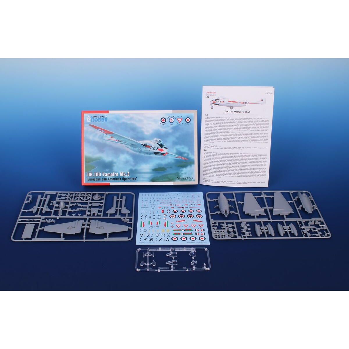 SPECIAL HOBBY 1/72 DH.100 Vampire Mk.3 'European and American Operators' Plastic Model Kit