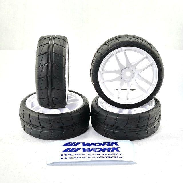 SWEEP 1/10 Hankook Treaded D series 36 Rubber Pre-Glued TC Rubber Tyres on Work Emotion wheelsets (4)