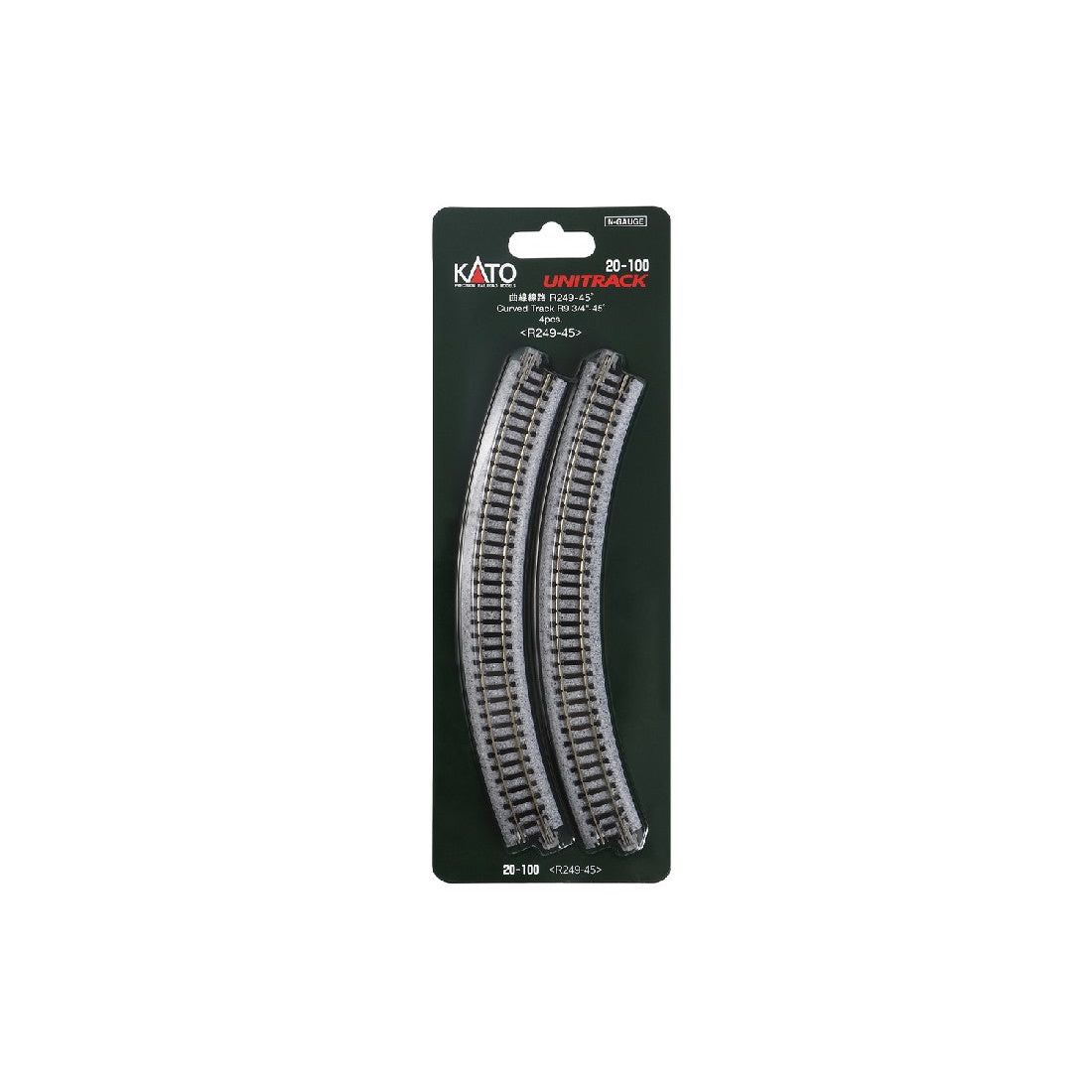 KATO N Unitrack Curved Track R249-45Deg (4 Pack)