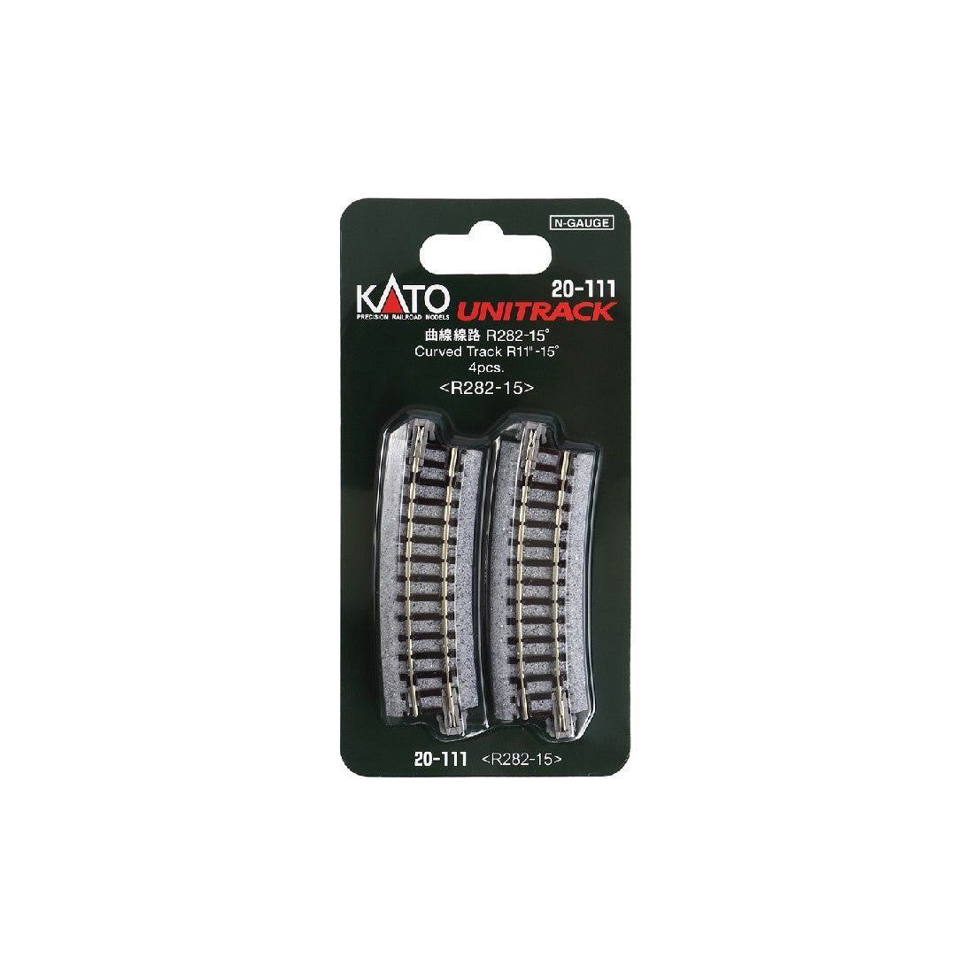 KATO N Unitrack Curved Track R282-15Deg (4 Pack)