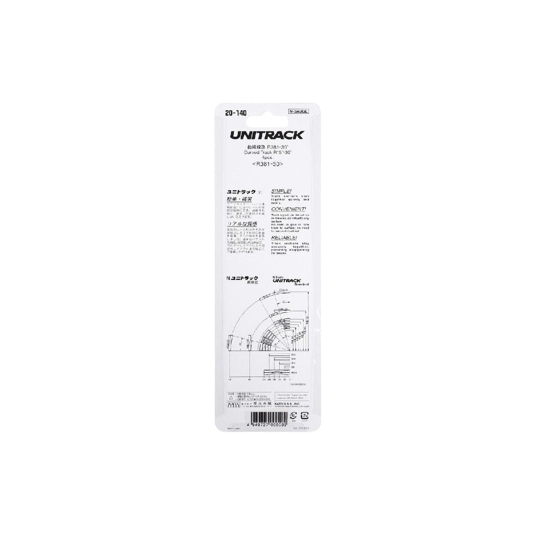 KATO N Unitrack Curved Track R381-30Deg (4 Pack)
