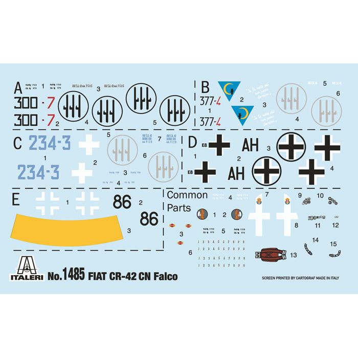 ITALERI 1/72 Fiat CR.42 CN “Falco” Night Fighter- New Parts & Super Decals
