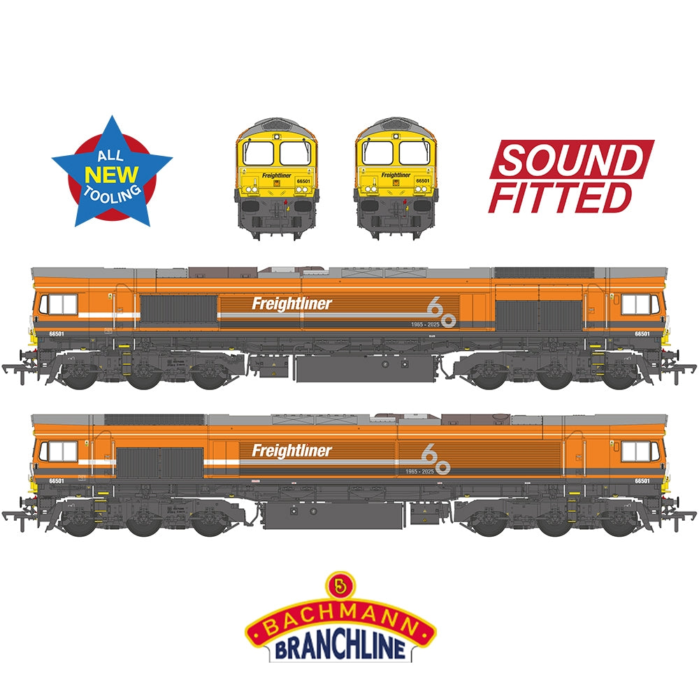 Class 66/5 66501 Freightliner 60 1965-2025 Freightliner Orange