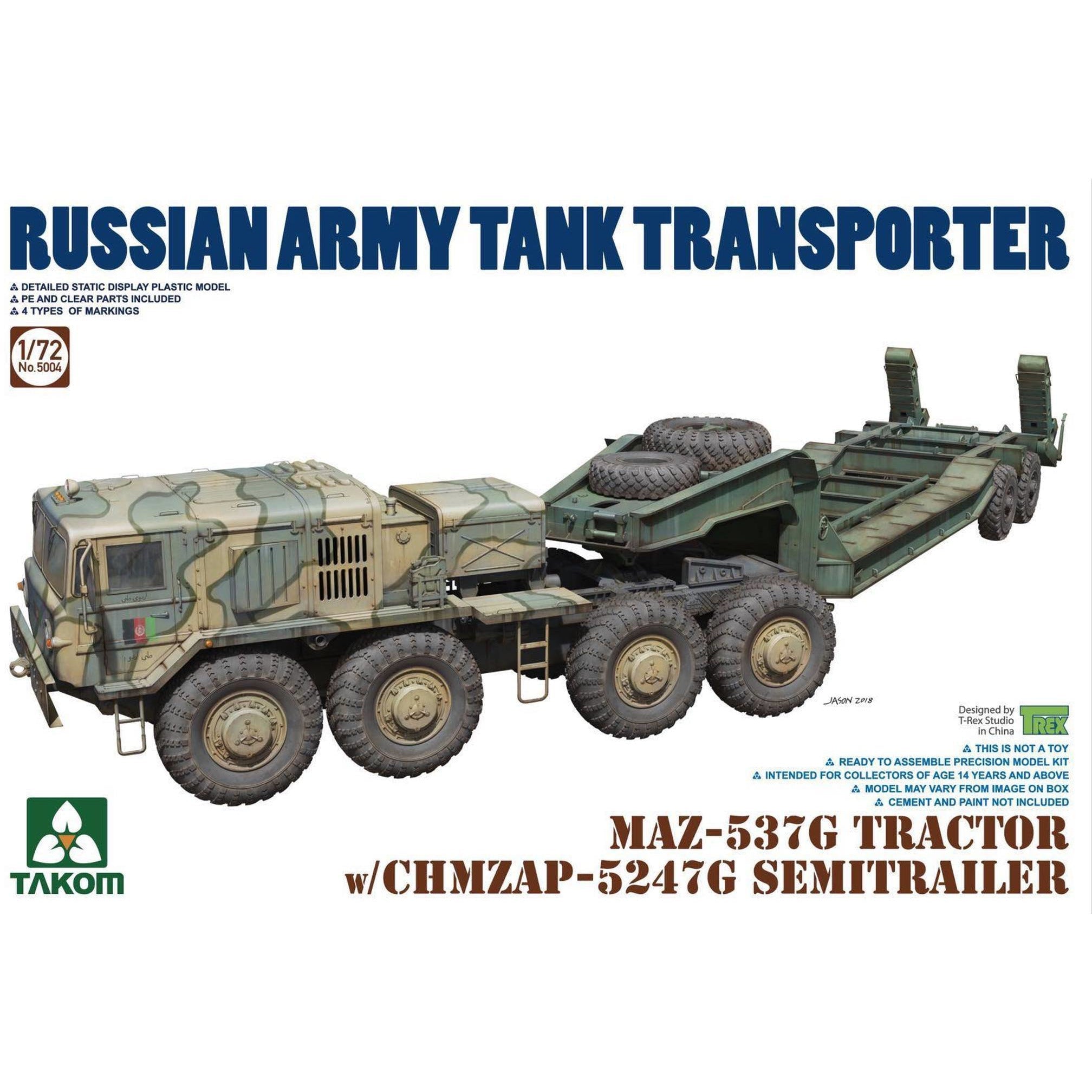 Takom 1/72 MAZ-537G TRACTOR w/CHMZAP-5247G SEMITRRAILER Plastic Model Kit