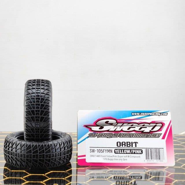 SWEEP Orbit Front Yellow/Magenta (super soft clay)1/10 Off-Road Buggy Tyres Only 2Pcs