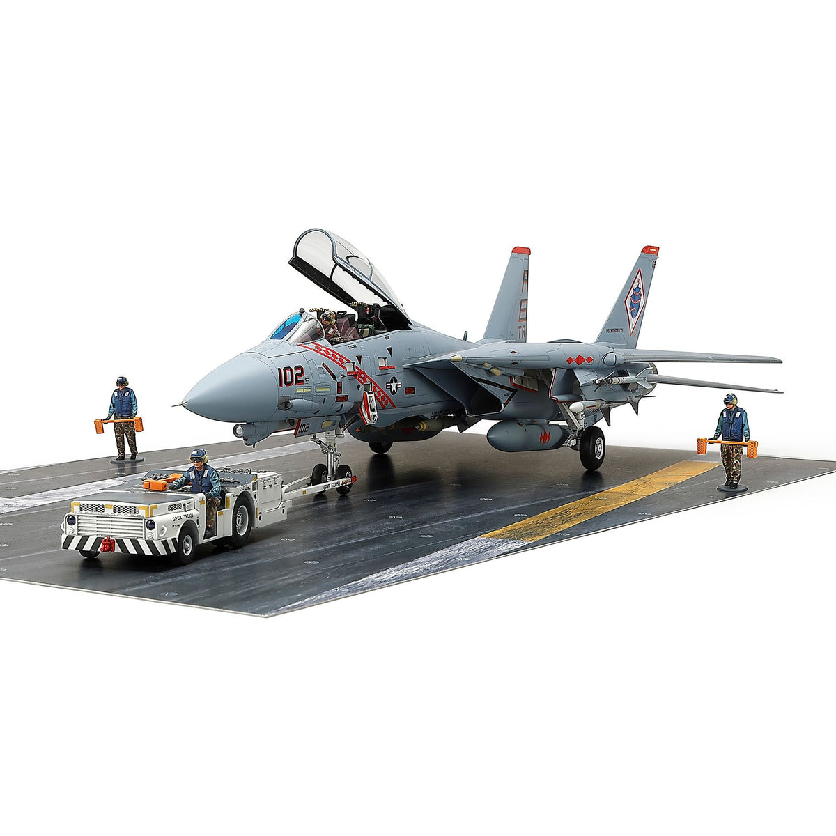 TAMIYA 1/48 Grumman F-14B Tomcat withShipboard Towing Tractor