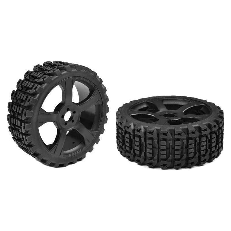 TEAM CORALLY Off-Road 1/8 Buggy Tyres Xprit Low Profile Glued on Black Rims (1 Pair)