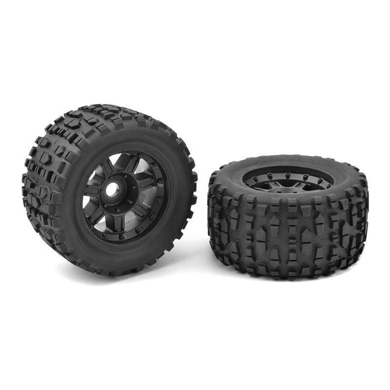 TEAM CORALLY Monster Truck Tyres XL4S Grabber Glued on Black Rims (1 Pair)