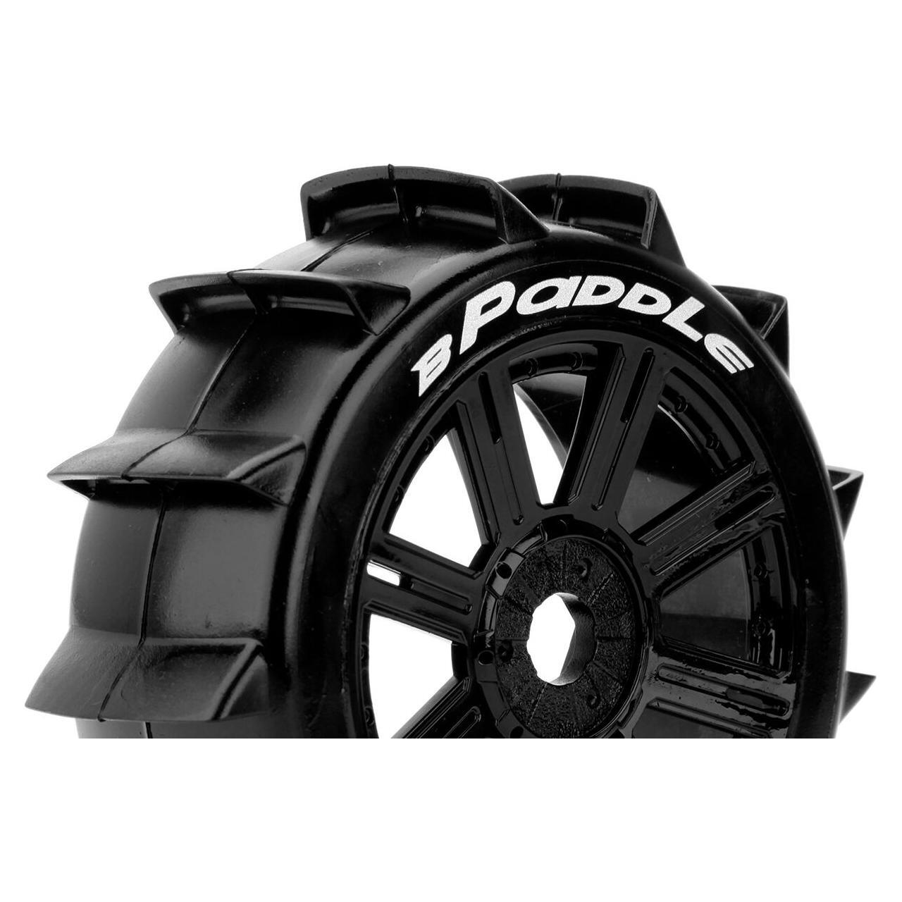 Louise RC - B-PADDLE - 1-8 Buggy Tire Set - Mounted - Soft - Black Spoke Wheels - Hex 17mm - L-T3249SB