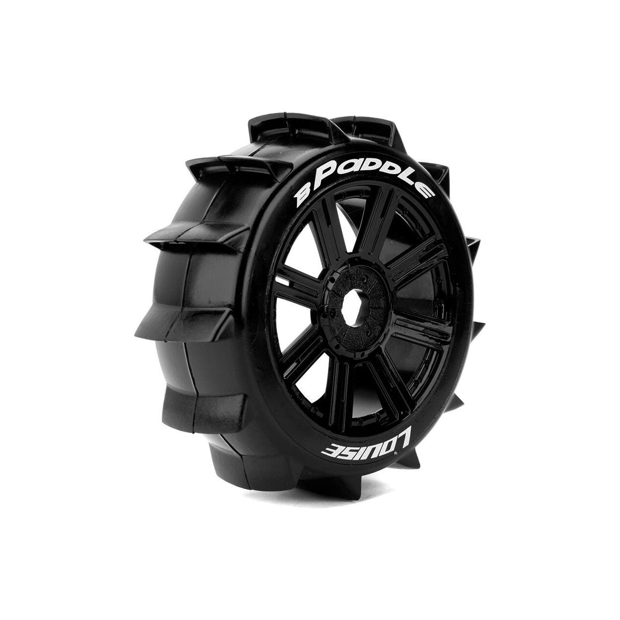 Louise RC - B-PADDLE - 1-8 Buggy Tire Set - Mounted - Soft - Black Spoke Wheels - Hex 17mm - L-T3249SB