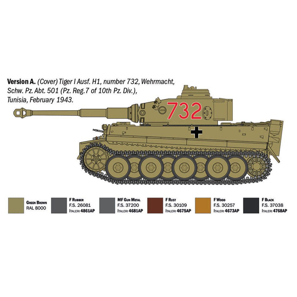 ITALERI 1/35 Pz. Kpfw. VI Tiger I Ausf. E (tp) Early Production-Rubber Tracks, Link and Length Tracks