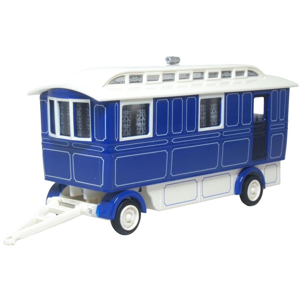 OXFORD 1/76 Showmans Caravan Blue/Cream