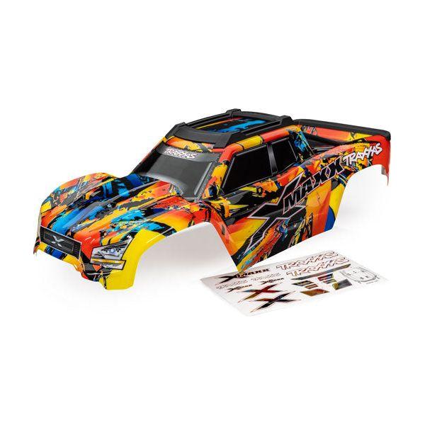 Traxxas Body, X-Maxx, Solar Flare (Painted, Decals Applied) (Assembled with Front & Rear Body Mounts, Rear Body Support, and Tailgate Protector) (7811X)