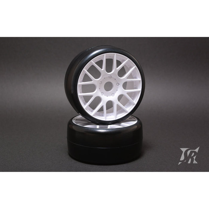 SWEEP 1/8 GT D-COMPOUND Racing Slick, PREMOUNTED ON WHITE WHEELS, WORLD CHAMPIONSHIP SPEC TYRES, 2PCS
