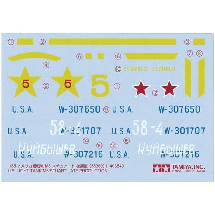 TAMIYA 1/35 M3 U.S. Light Tank Stuart Late Production