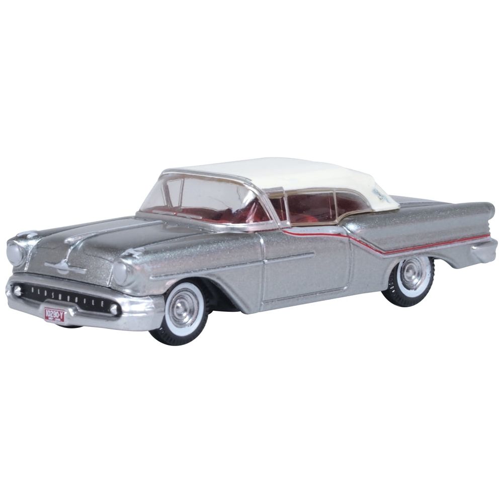 OXFORD 1/87 1957 Oldsmobile 88 Convertible (Closed) - Juneau Gray/Accent Red/White