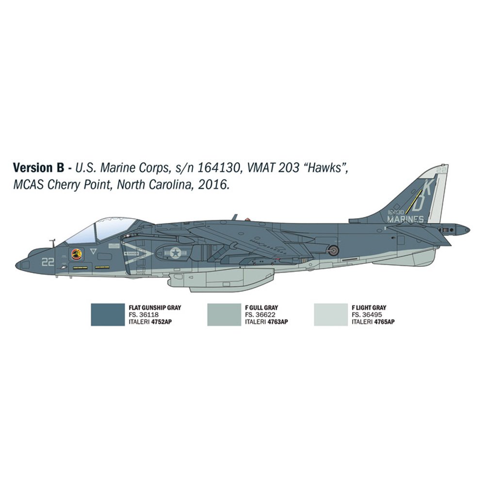 ITALERI 1/72 AV-8B Harrier II-New Artwork and New Decal Edition