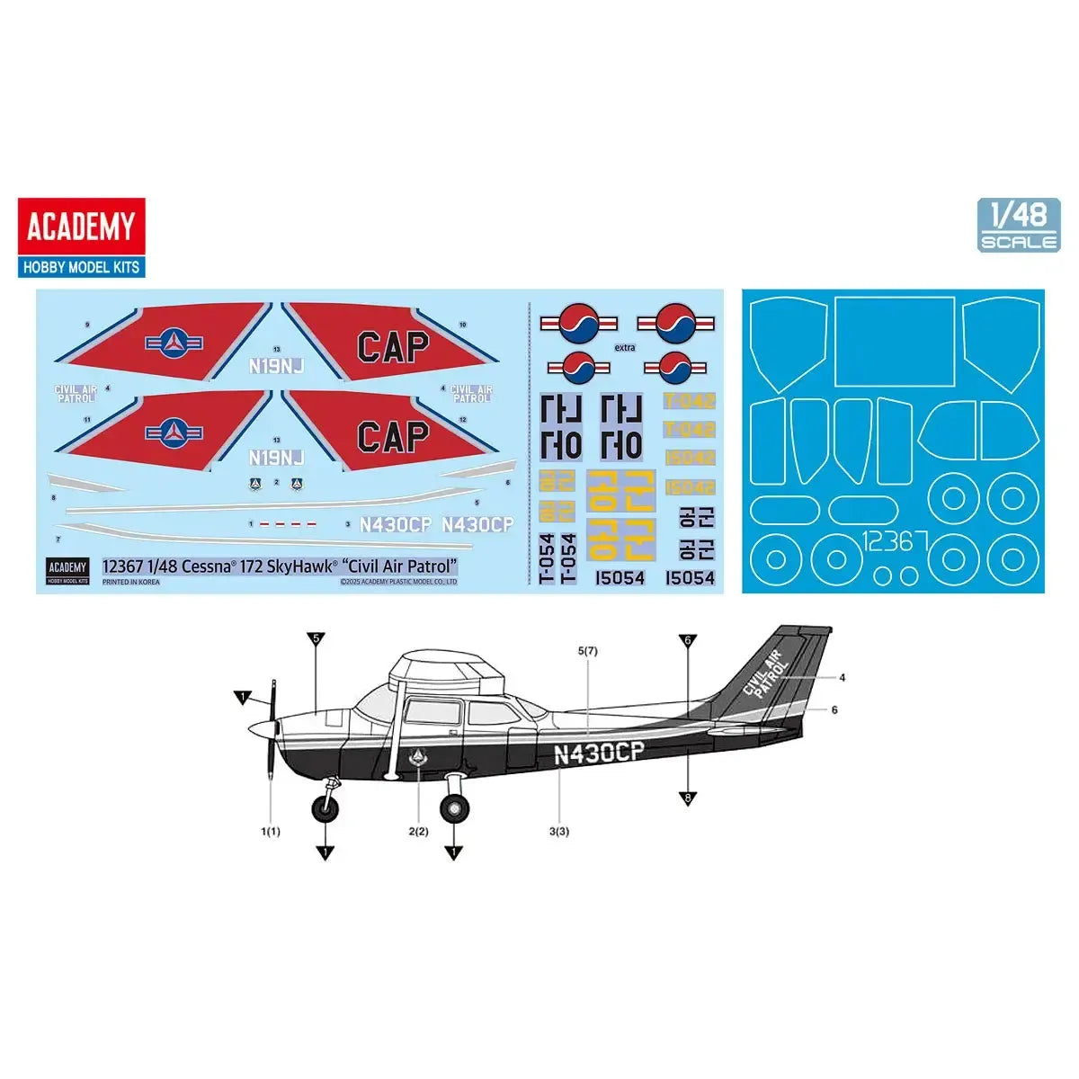 Academy 1/48 Cessna® 172 Skyhawk® Civil Air Patrol Plastic Model Kit