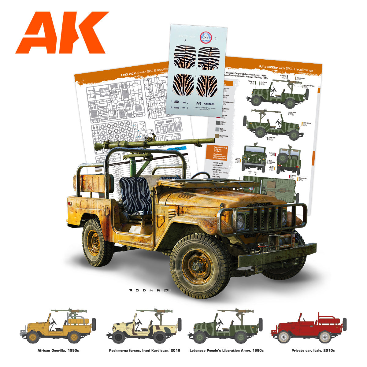 AK Interactive 1/35 FJ43 Pickup with SPG-9. RECOILLESS GUN Plastic Model Kit/