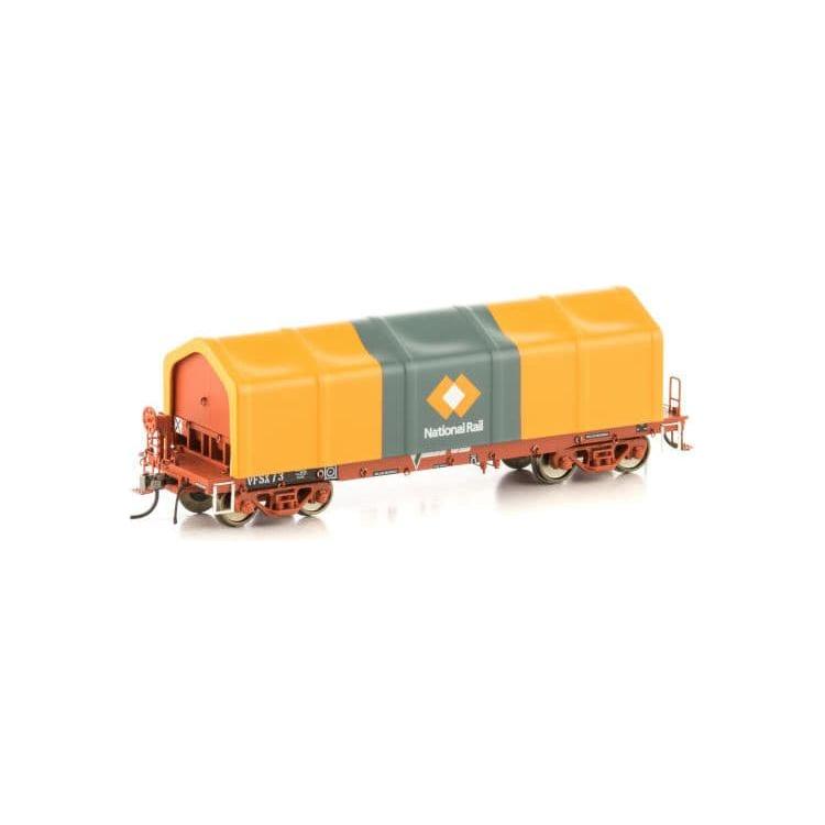 AUSCISION HO CSX Coil Steel Wagon Tarpaulin Cover only, National Rail Orange/Grey V1 - 4 Pack
