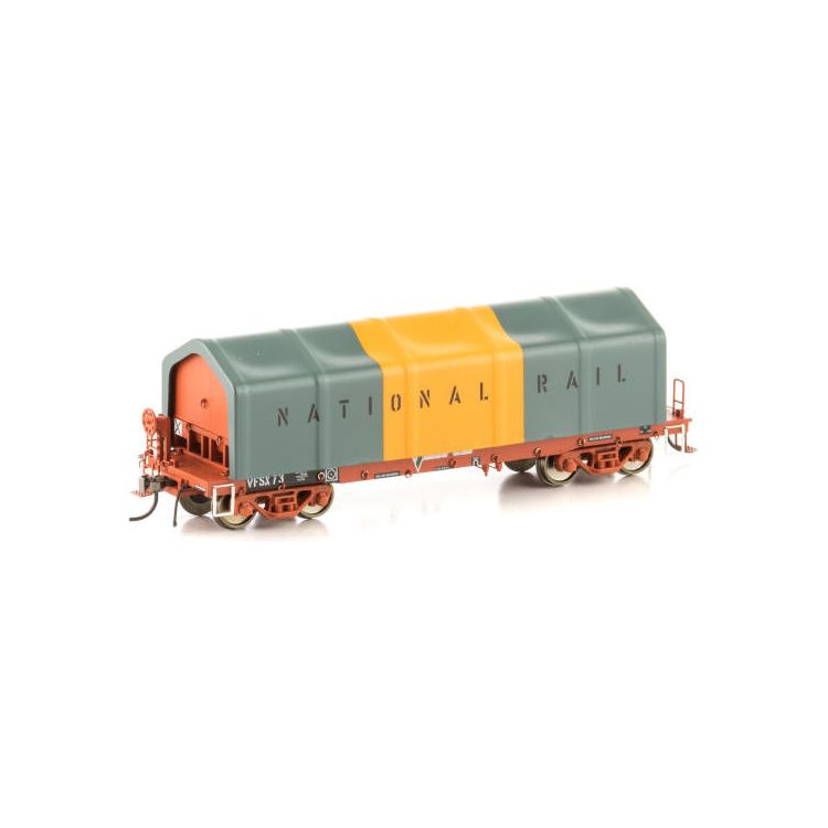 AUSCISION HO CSX Coil Steel Wagon Tarpaulin Cover only, National Rail Orange/Grey V2 - 4 Pack
